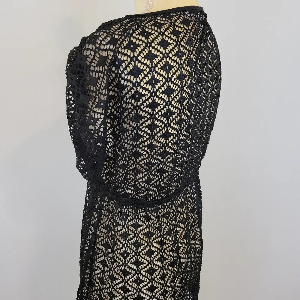 Miken Swim Black Crochet Empire Waist Swimsuit Cover‎ Up